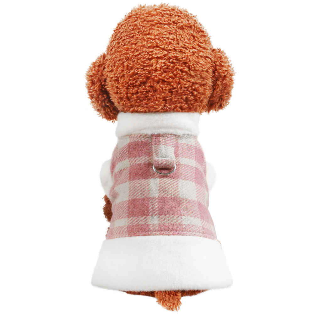 Warm Plaid Dog Harness Coat