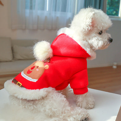 Fleece Santa Printed Dog Cat Hoodie