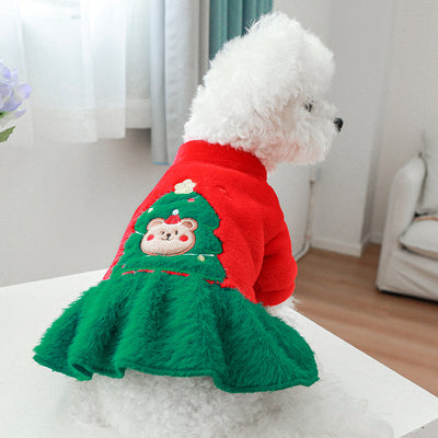 Christmas Tree Printed Dog Cat Dress