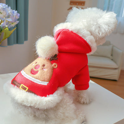 Fleece Santa Printed Dog Cat Hoodie