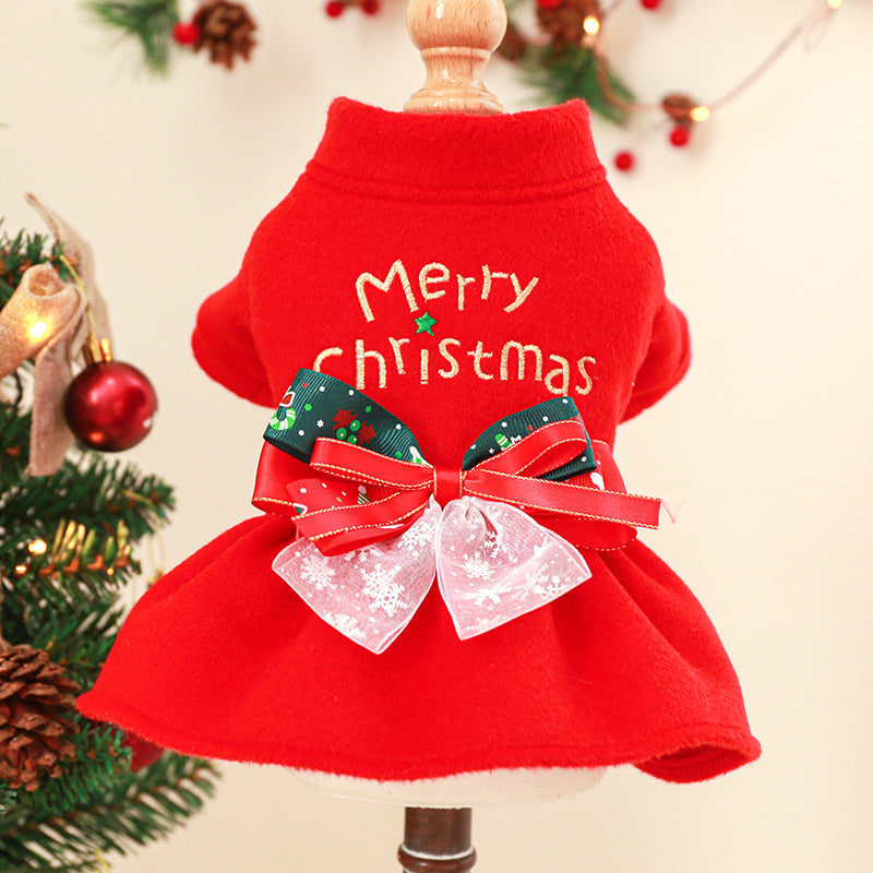 Christmas Letter Printed Dog Cat Dress