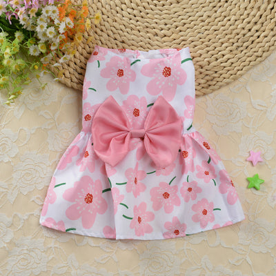 Printed Bowknot Sleeveless Dog Dress