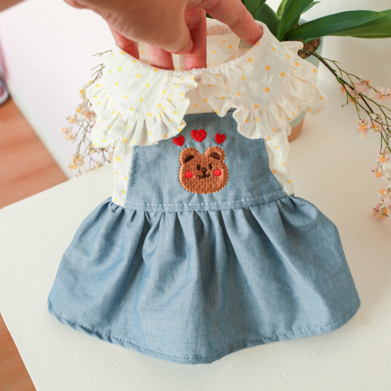Polka Dot Bear Printed Puppy Dress