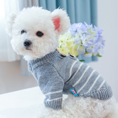 Striped Buttoned Dog Cat Sweater