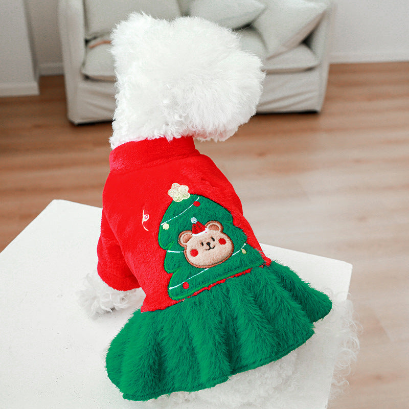 Christmas Tree Printed Dog Cat Dress