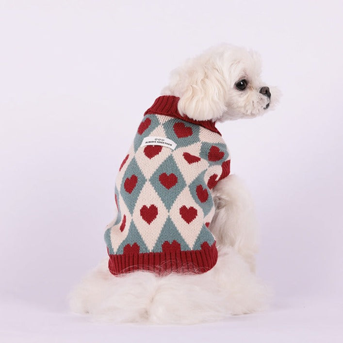 Heart Printed Dog Cat Sweater Vest