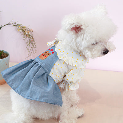 Polka Dot Bear Printed Puppy Dress