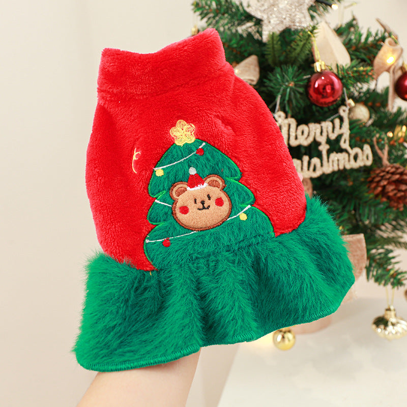 Christmas Tree Printed Dog Cat Dress