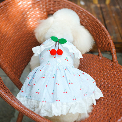 Cherry Lace Collar Dog Cat Dress