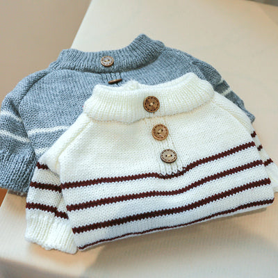 Striped Buttoned Dog Cat Sweater