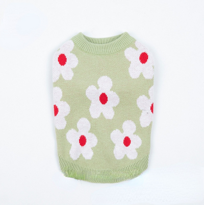 Flower Printed Dog Cat Sweater Vest