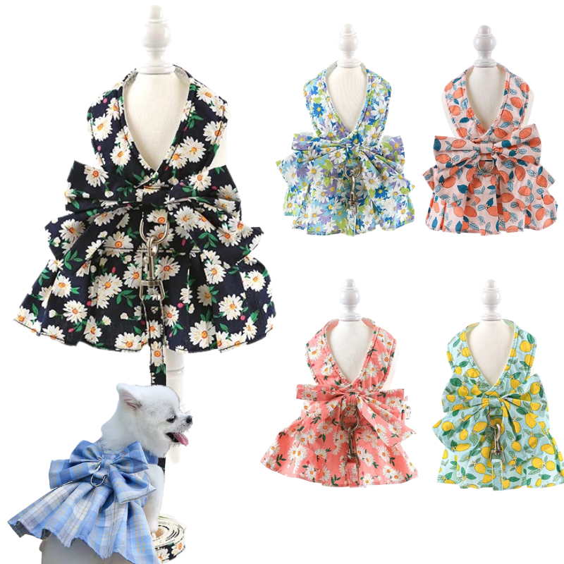 Floral Puppy Dress&Leash Set