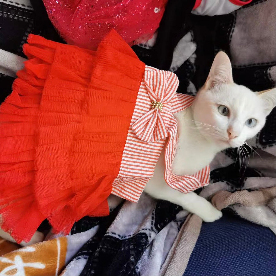 Bowknot Layered Lace Dog Cat Dress