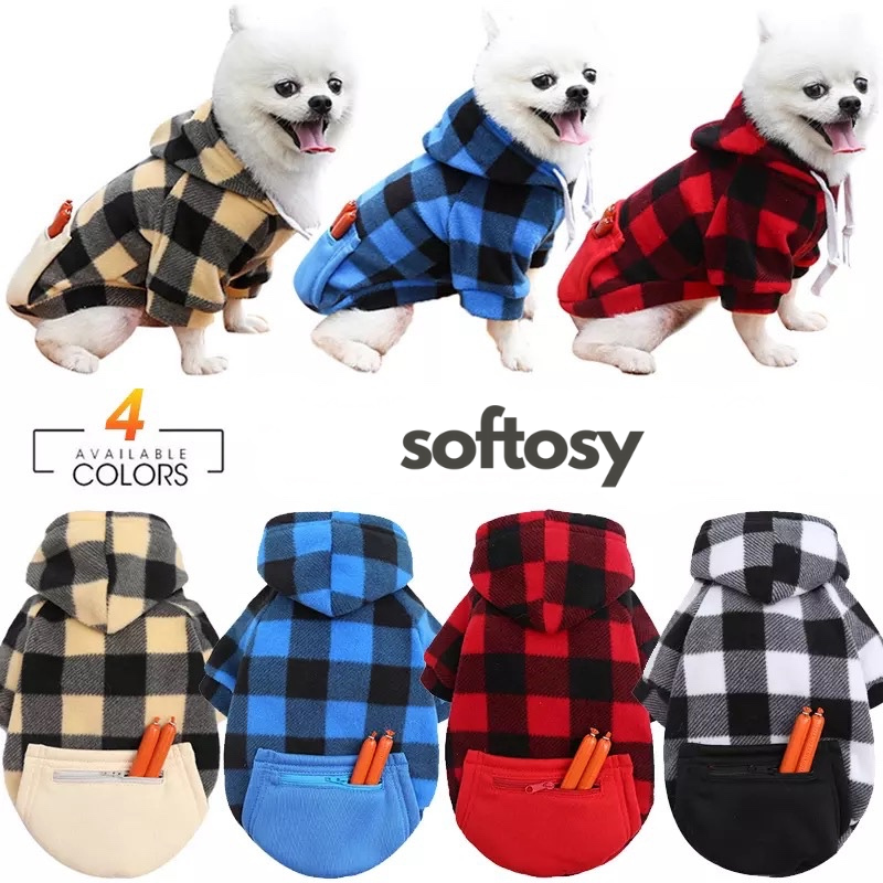 Winter Warm Plaid Dog Cat Hoodie