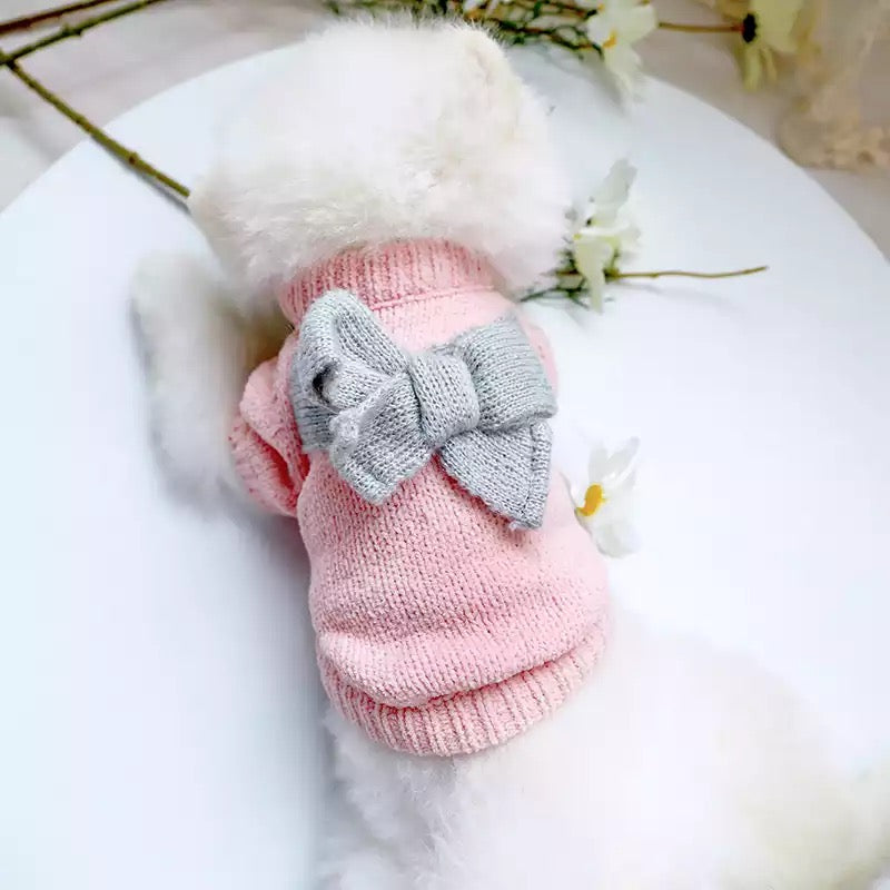 Bowknot Soft Dog Cat Sweater