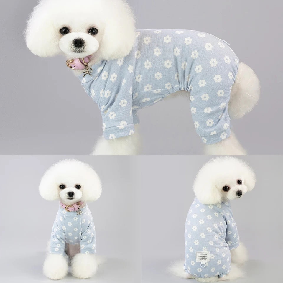 Flower Printed Dog JumpSuit Pajamas