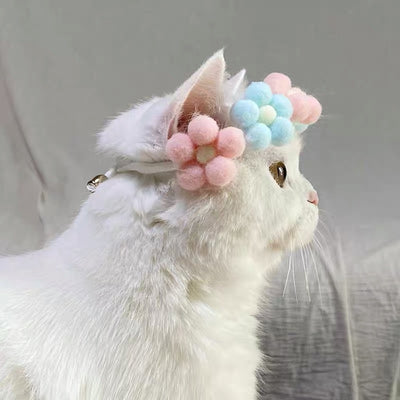 Knitted Flower Cat Dog Collar