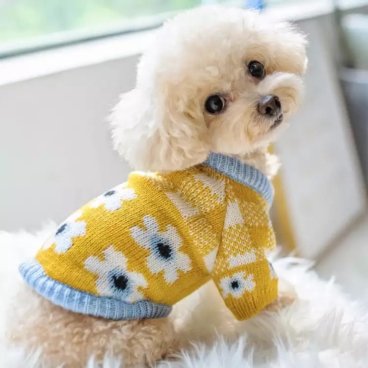 Flower Plaid Dog Cat Sweater
