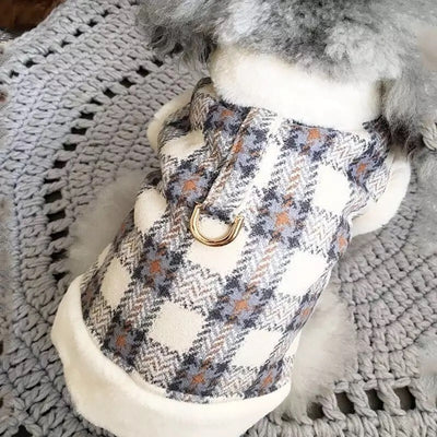 Plaid Furry Dog Jacket Harness