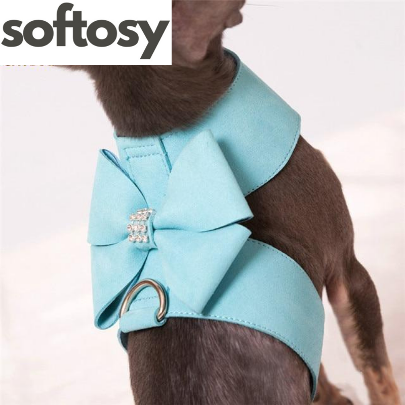 Suede Leather Dog Harness With Leash