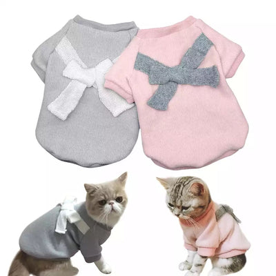 Bowknot Soft Dog Cat Sweater