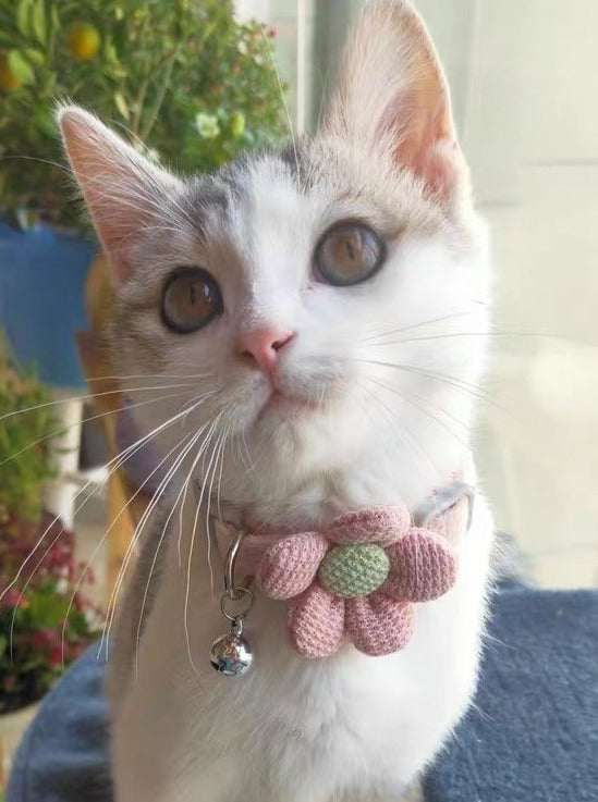 Flower Pattern Bell Dog Cat Collar