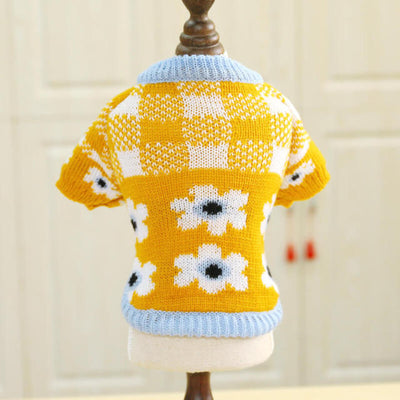 Flower Plaid Dog Cat Sweater