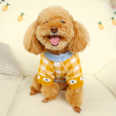 Flower Plaid Dog Cat Sweater