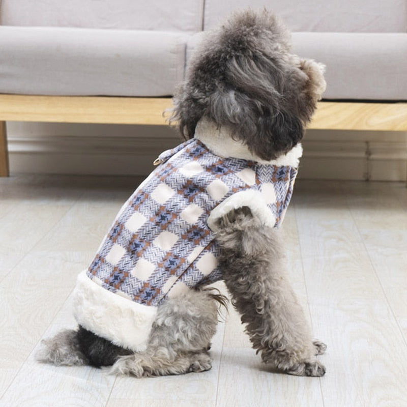 Plaid Furry Dog Jacket Harness | Softosy Pet Boutique