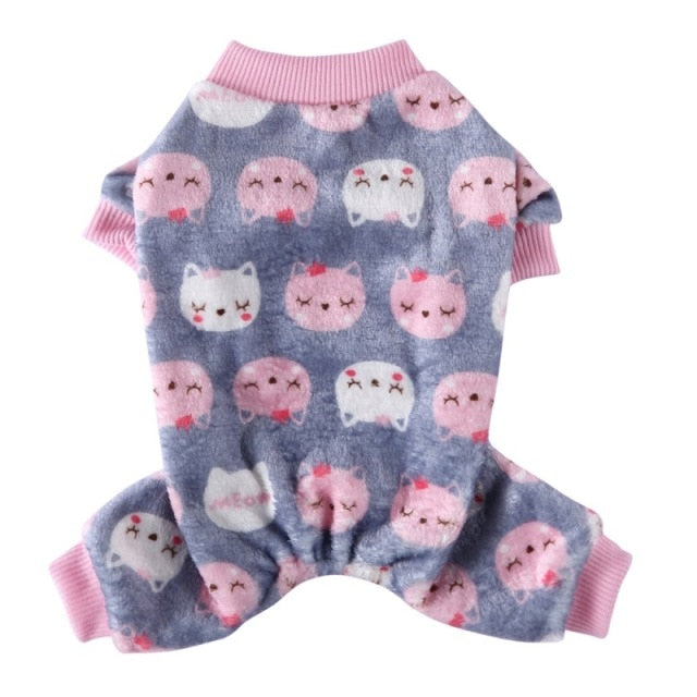 Warm Printed Dog Cat Jumpsuits Pajamas