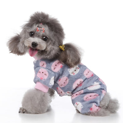 Warm Printed Dog Cat Jumpsuits Pajamas