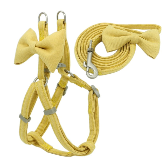 Bowknot Dog Harness Leash Collar Set