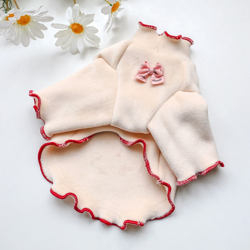 Bowknot Velvet Dog Clothes