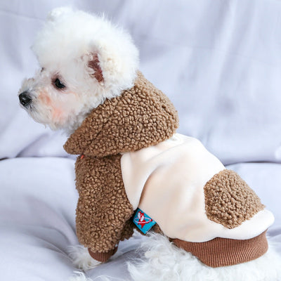 Contrast Color Fleece Dog Hooded Coat