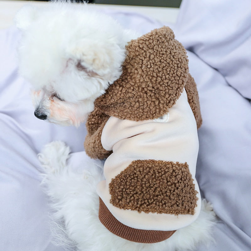 Contrast Color Fleece Dog Hooded Coat