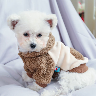 Contrast Color Fleece Dog Hooded Coat