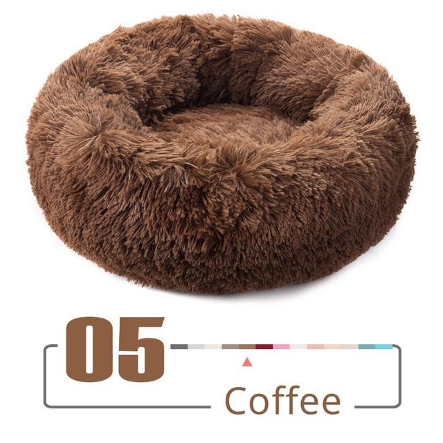 Solid Color Round Plush Dog Cat Bed