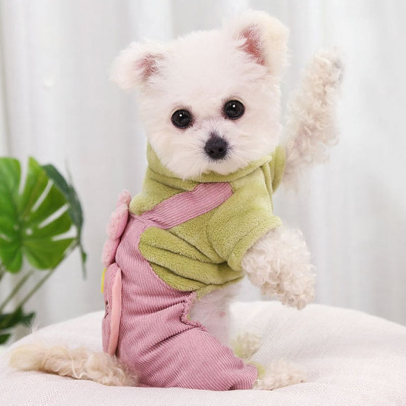 Fleece Flower Pattern Dog Jumpsuit