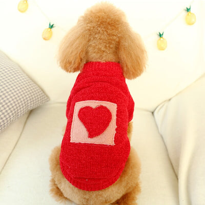 Heart Pattern Warm Dog Cat Sweater