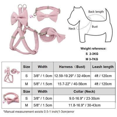 Bowknot Dog Harness Leash Collar Set