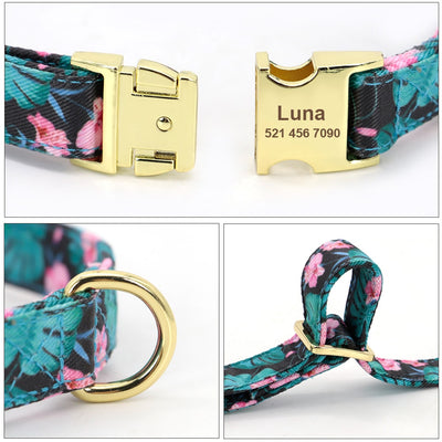 Personalized Engraved Dog Collar With Leash