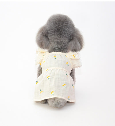 Cherry Printed Dog Cat Dress With Hat