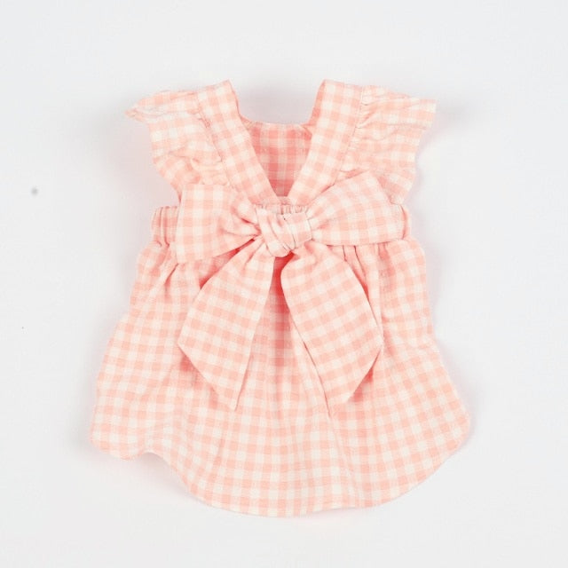 Plaid Bow Puppy Dresses