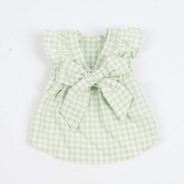 Plaid Bow Puppy Dresses