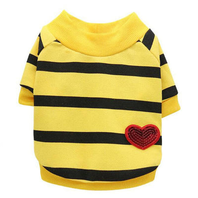 Heart Printed Striped Dog T-shirt | Softosy Pet Boutique