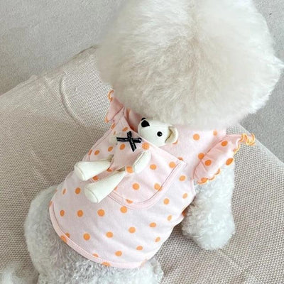 Polka Dot Dog Clothes With Bear Doll