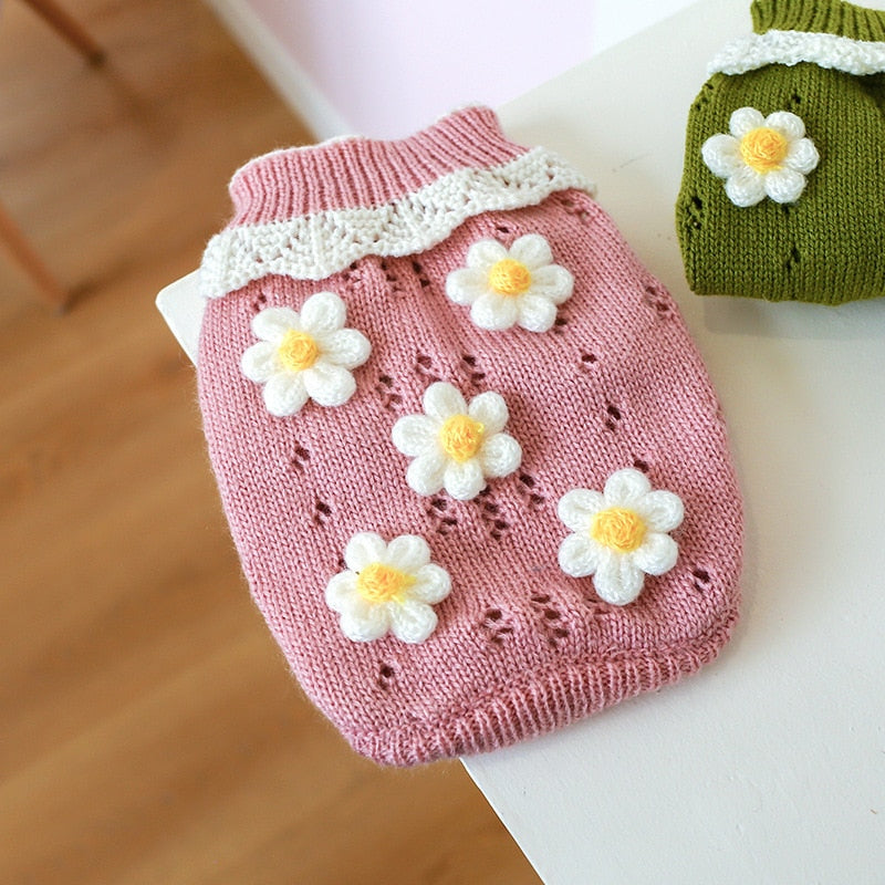 Flower Blossoming Knitted Dog Cat Sweater