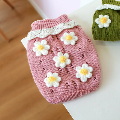 Flower Blossoming Knitted Dog Cat Sweater