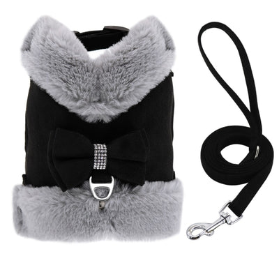 Furry Dog Harness Leash Set