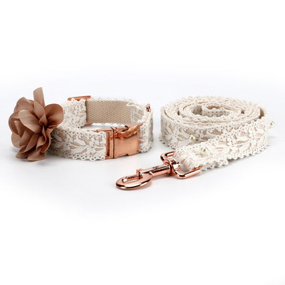 Lace Dog Cat Collar&Leash Set With Personalized ID Tag